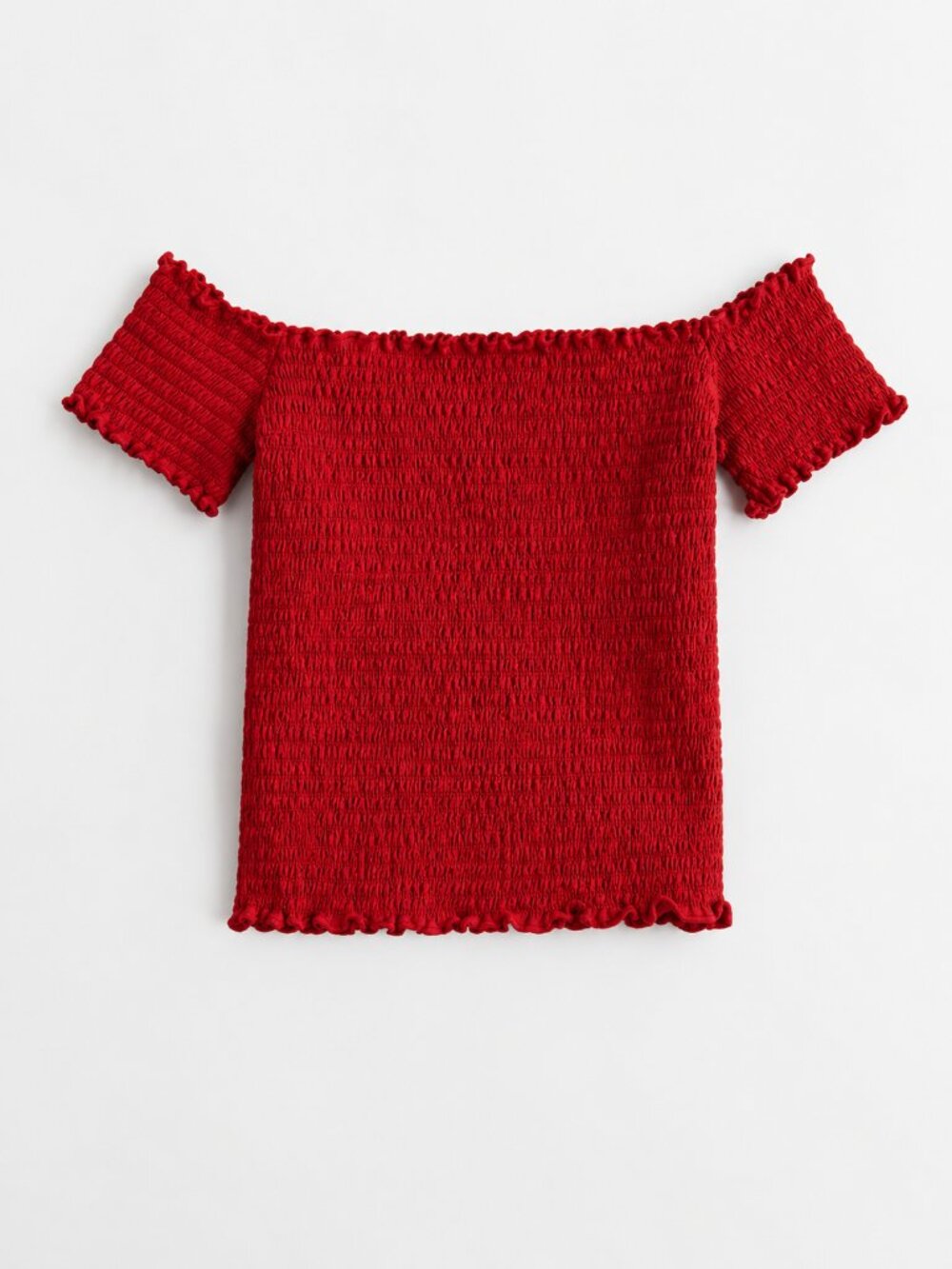 LKN HOLLISTER Smocked Off-The-Shoulder Crop Top XL Red